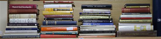 A quantity of clock and watch reference books including Watchmaking, English Lantern Clocks, Watch and Clock